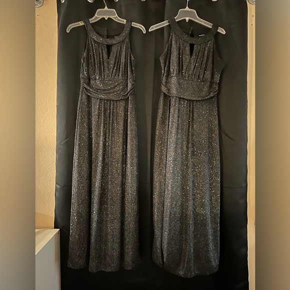 TWO  Black/ Silver Bridesmaid Dresses - Picture 2 of 4